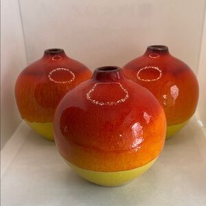Crate and Barrel Sunset Gradient Ceramic Vases Set of 3